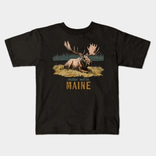 Chillin' Out in Maine, Moose Art Souvenir Kids T-Shirt